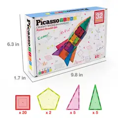 PicassoTiles magneettinen rakennussarja Rocket Booster 32 osaa - 3