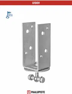Ruuvipaalun U-kenkä 100 mm pystypilarille - 1