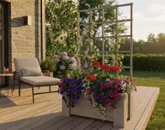 Miljöörakennus köynnösritilälaatikko vaalean harmaa 132 x 30 x 80 cm - 4