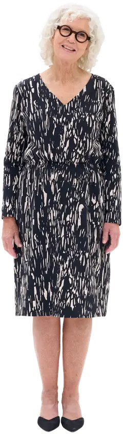 RATIA® naisten pitkähihainen trikoomekko Mirva Texture - Musta/hiekka - 3