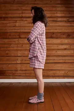 Reino&Aino naisten flanellipyjama Aino - pink check - 4