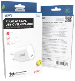Wave Pikalataava verkkolaturi, 1 x USB Type-C (20W), Valkoinen - 4