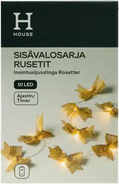 House sisävalosarja Rusetit 10 LED kulta - 1