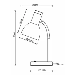 FocusLight Oslo pöytävalaisin, kork:36cm, 1xE27 max.8W(LED), On-Off kytkin valaisimen rungossa, IP20, musta - 7