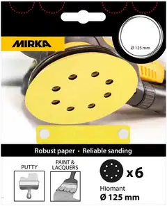 Mirka hiomapyörö HIOMANT 125mm tarra 8r p180, 6/pakk - 2