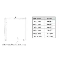 Indoor suihkuseinä Usva suora kääntyvä 70 cm - 5