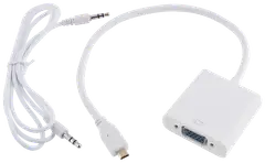 Wave Adapterikaapeli, MicroHDMI uros - VGA naaras, 25cm, Valkoinen - 1