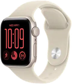 Apple Watch SE 3 GPS 44 mm:n tähtivalkea alumiinikuori ja hiekanvärinen urheiluranneke - S/M - MJL34QN/A - 2