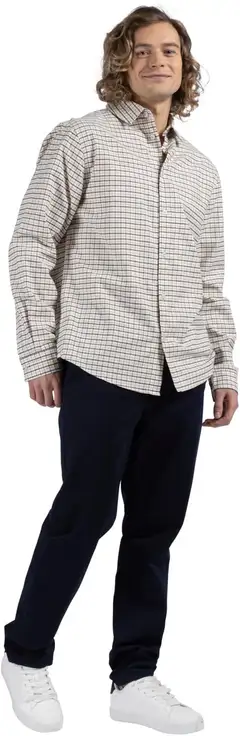 London Fog miesten Oxford-kauluspaita 194LF03267 - Offwhite w/chocolate check - 4