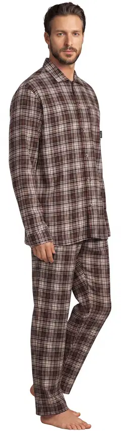Reino&Aino miesten flanellipyjama - BROWN - 8