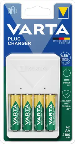 VARTA laturi Plug Charger + 4x AA 2100mAh - 1