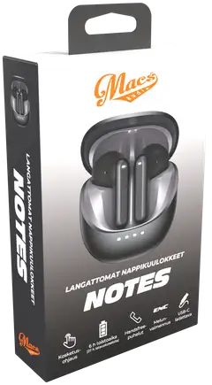 Macs langattomat nappikuulokkeet Notes musta - 2