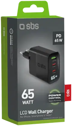 SBS seinälaturi 2x Usb-C + Usb-A + LCD 65 W - 2