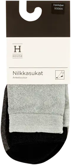 House naisten nilkkasukat glitter 2-pack DSUH042401 - Silver/black - 2