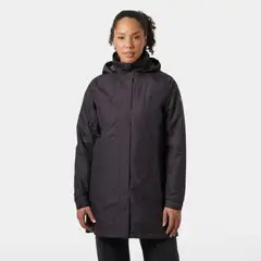 Helly Hansen naisten pitkä kevytvanutakki Westport Ins Coat - Black grape - 3