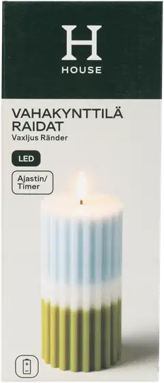 House LED-vahakynttilä Raidat 15 cm vaaleansininen - 1