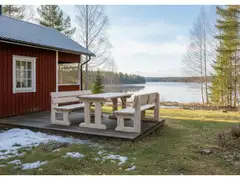 Tammiston Puu Jämerä-ryhmä 180cm pöytä + 2-penkkiä selkänojalla, Kivipuu - 3