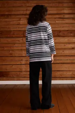 Reino&Aino naisten raitapusero - Grey stripe - 5