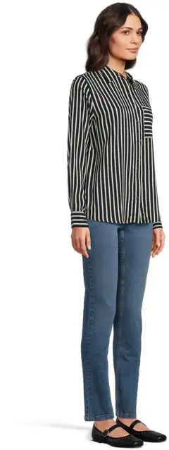 House naisten kauluspaita raita 228H260310 - Black white - 4