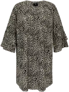Now Curvy naisten frillahihainen mekko, D-mitoitus - Black&off white - 1