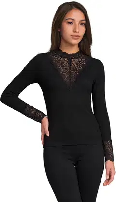WKLY. naisten pitsisomisteinen trikoopusero 213W362666 - black - 1