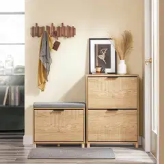 SoBuy kenkäkaappi valkoinen tammi FSR200-II-N - 2