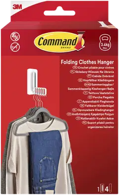 Command™ taittuva vaateripustin 17029-WHI-1-EU, valkoinen, 1 ripustin + 4 kiinnityspalaa/pakkaus - 1