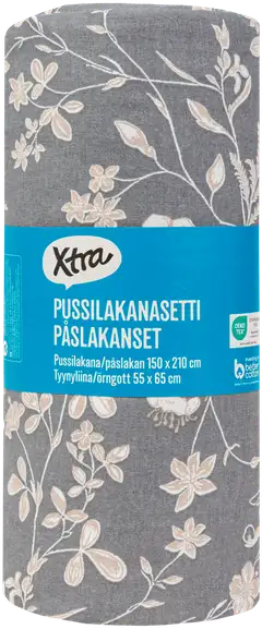 Xtra pussilakanasetti Tapovan 51493 150 x 210 + 55 x 65 cm harmaa - 3