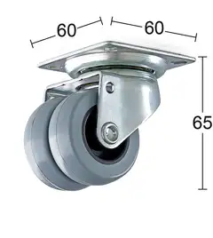 Habo kaksoispyörä 4105 Ø50mm kiinnityslevyllä 60x60mm - 1