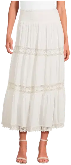 Margaux Riviera naisten pitkä pitsihame SDL-04 - WHITE - 1