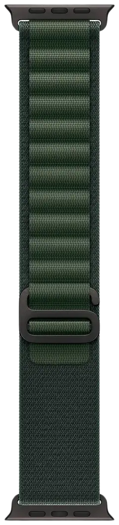 Apple Watch Ultra 2 GPS + Cellular 49mm mustatitaani kotelo, Dark Green Alpine Loop ranneke - Small - MX4Q3KS/A - 3
