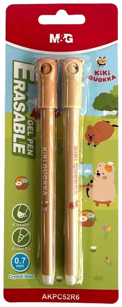 M&G Mood Nalle Geelikynä pyyhittävä 0,7mm sininen muste 2kpl blister - 2
