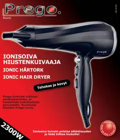 Ionisoiva Hiustenkuivaaja , teho 2300w, kolme lämpötilaa,kaksi nopeutta, Ilmakeskitin, 1,6m johtoa, Ripustuslenkki - 2