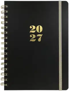 Vuosikalenteri 2027 A5 kierresidottu musta - 1