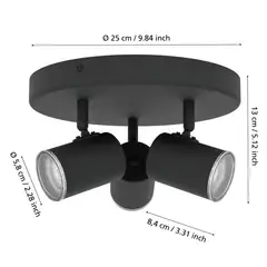 Kattospottivalaisin CONSUMA 1 3xGU10 maks. 5W/kpl IP44 musta - 4