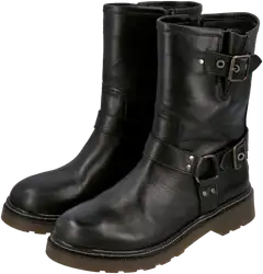 WKLY. naisten nahkaiset biker-bootsit Rock - Blk - 3