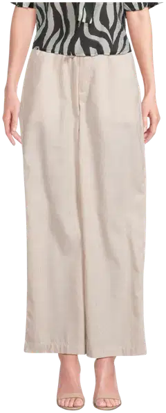 WKLY. naisten leveälahkeiset housut 222W090223 - Beige stripe - 1