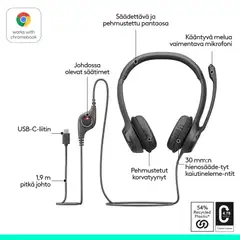 Logitech H390 USB-C headset musta - 9