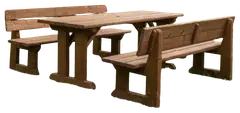 Tammiston Puu Jämerä-ryhmä 180cm pöytä + 2-penkkiä selkänojalla, kestopuu ruskea - 2