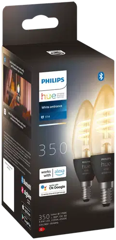 Philips Hue filamentti kynttilälamppu 4.6W E14 2200-4500K 350LM lämmin valkoinen 2 kappaletta - 2