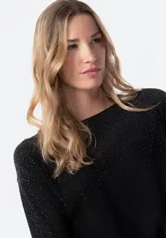 TEX naisten neulospusero glitter I291427 - BLACK 1 - 5