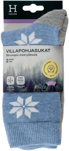 House naisten villapohjasukat 214H322615 2-pack - Lt beige/lt blue - 2