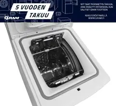 Gram päältä täytettävä pyykinpesukone WTL 21813-90 8kg valkoinen - 6