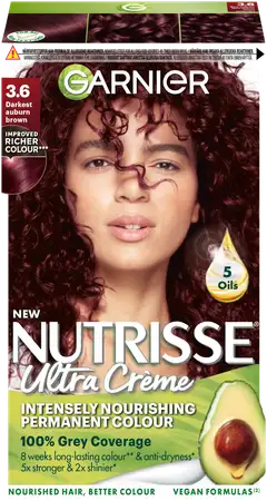 Garnier Nutrisse Ultra Creme 3.6 Darkest Auburn Brown Tumma Punaruskea kestoväri 1kpl - 2