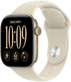 Apple Watch Series 12 GPS 46 mm:n vaaleankultainen alumiinikuori ja hiekanvärinen urheiluranneke - M/L - MJEP4QN/A - 2