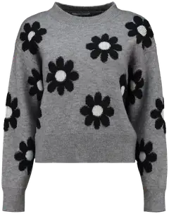 Hailys naisten neule fl44eur dlr-pr2409139 - grey marl/black flower - 1