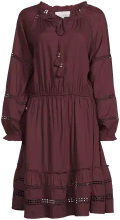 Margaux Riviera naisten lyhyt frillahelmainen mekko SOK-001B - WINE - 2