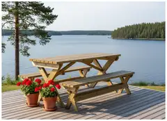 Tammiston Puu Penkki Veera 180cm kestopuu vihreä - 2