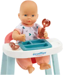 Ecoiffier Nukke, vuode, syöttötuoli -leikkisetti - 3