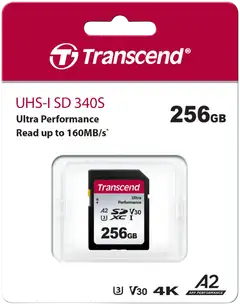 Transcend muistikortti 340S 256GB U3 SDXC R160 W90 MB/s - 2